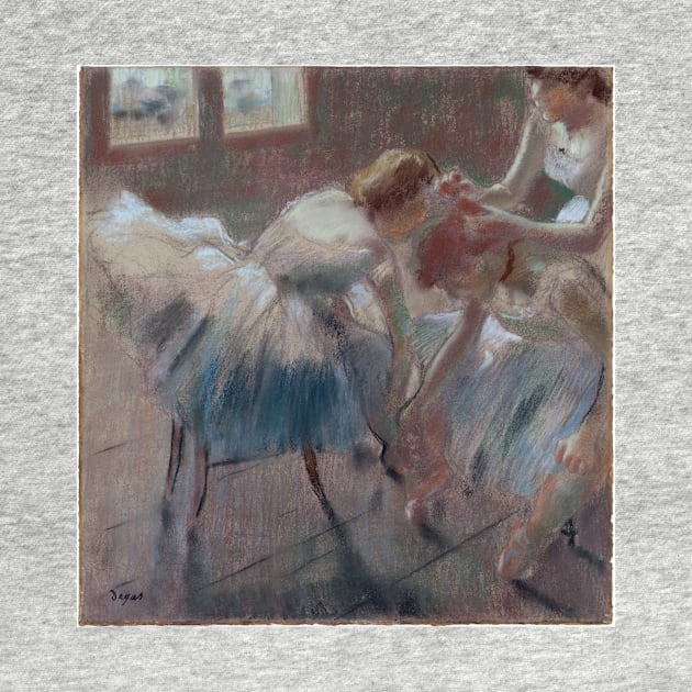 Three Dancers Preparing for Class by EdgarDegas